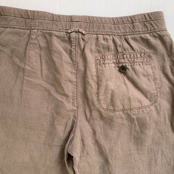 James Perse Soft Drape Pants Women Cargo Pigment Brown 100% Linen Drawstring NWT - Picture 7 of 15